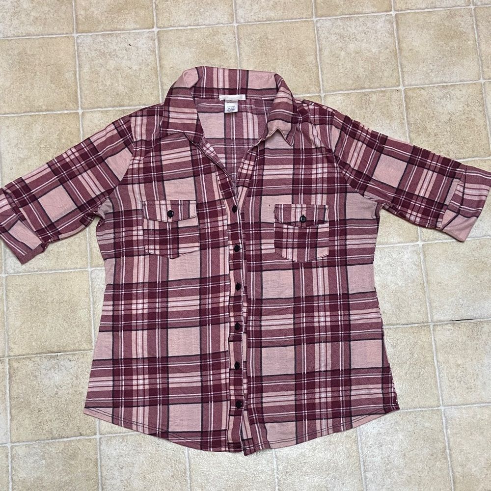 10/X$50 Don’t Stop Believing Plaid Button-Up Shirt Size Xl